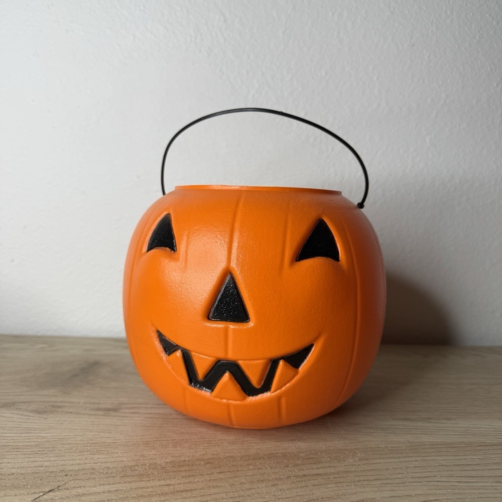 General Foam Plastics Orange Vintage Halloween Jack‎ O Lantern Trick Treat Pail